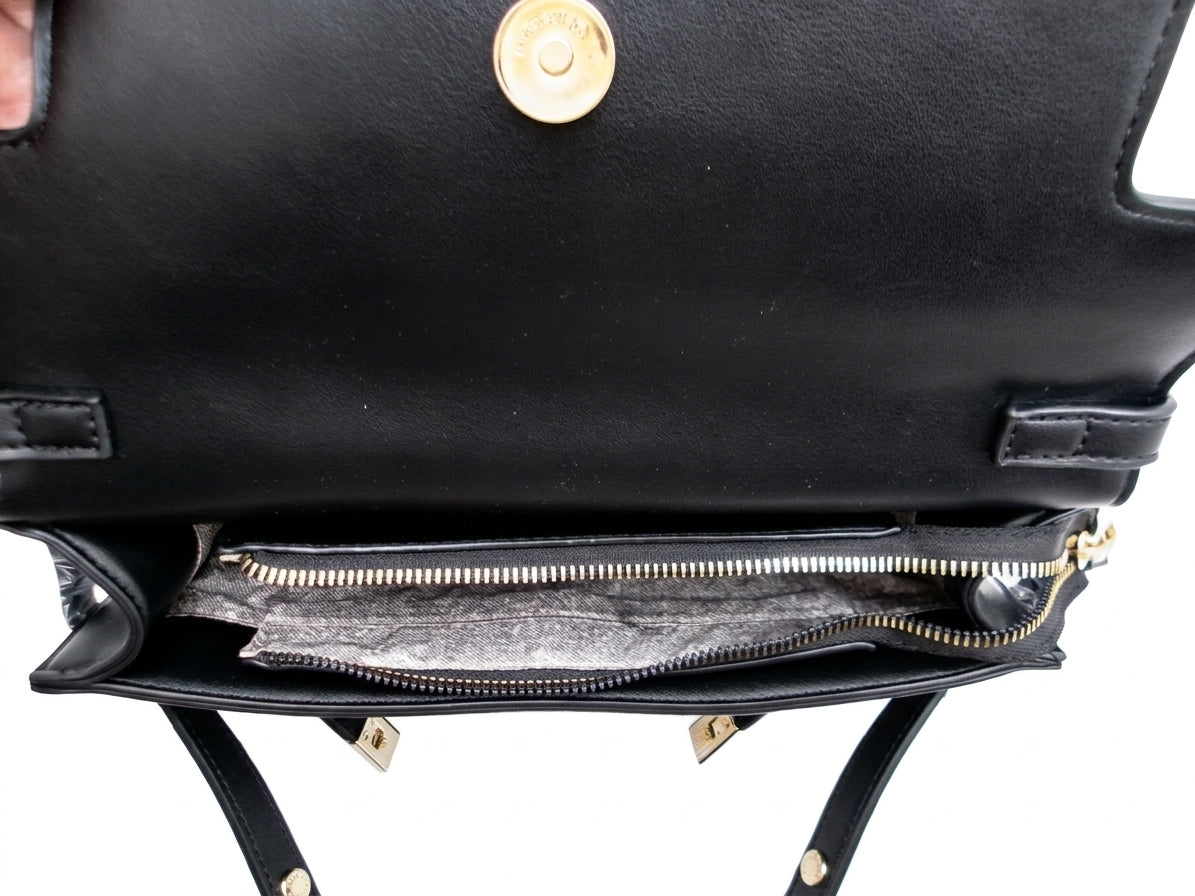 Isabelle Black Structured Top Handle Shoulder Bag