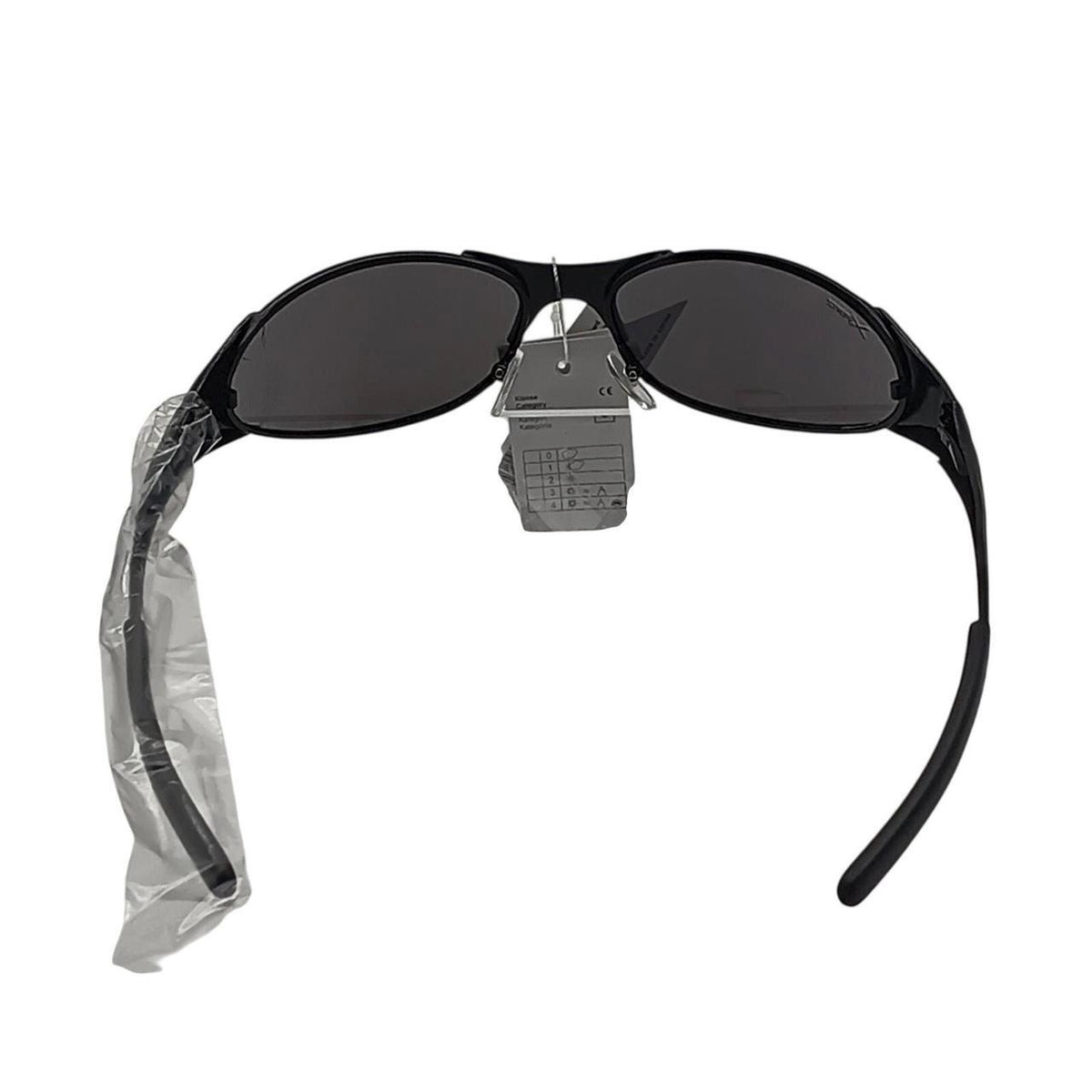 Xsport Eyewear black sunglasses with gray lenses and silver flame design - Danisak