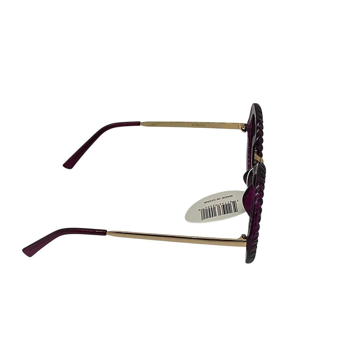 Purple round sunglasses with gold accents and textured frames - Danisak