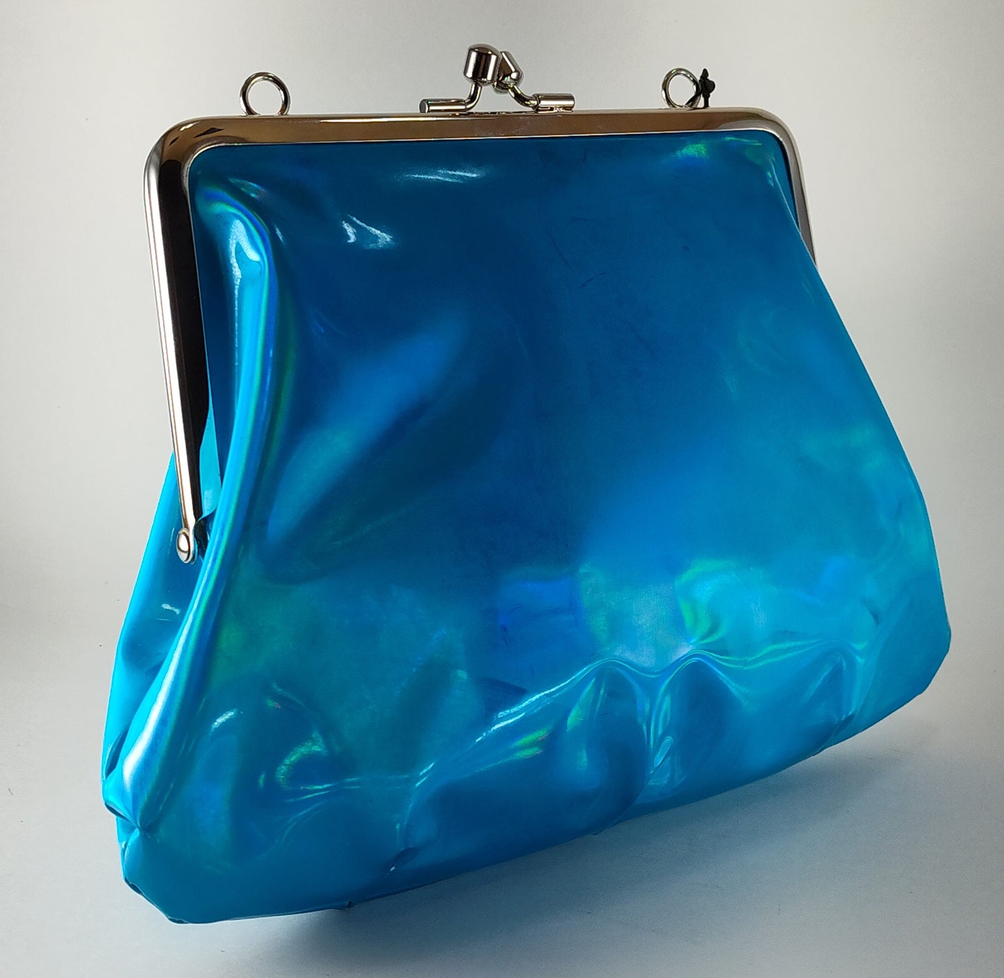 Electric Azure Mirror Bag – Metallic Ball Chain Frame Handbag P110 - Danisak