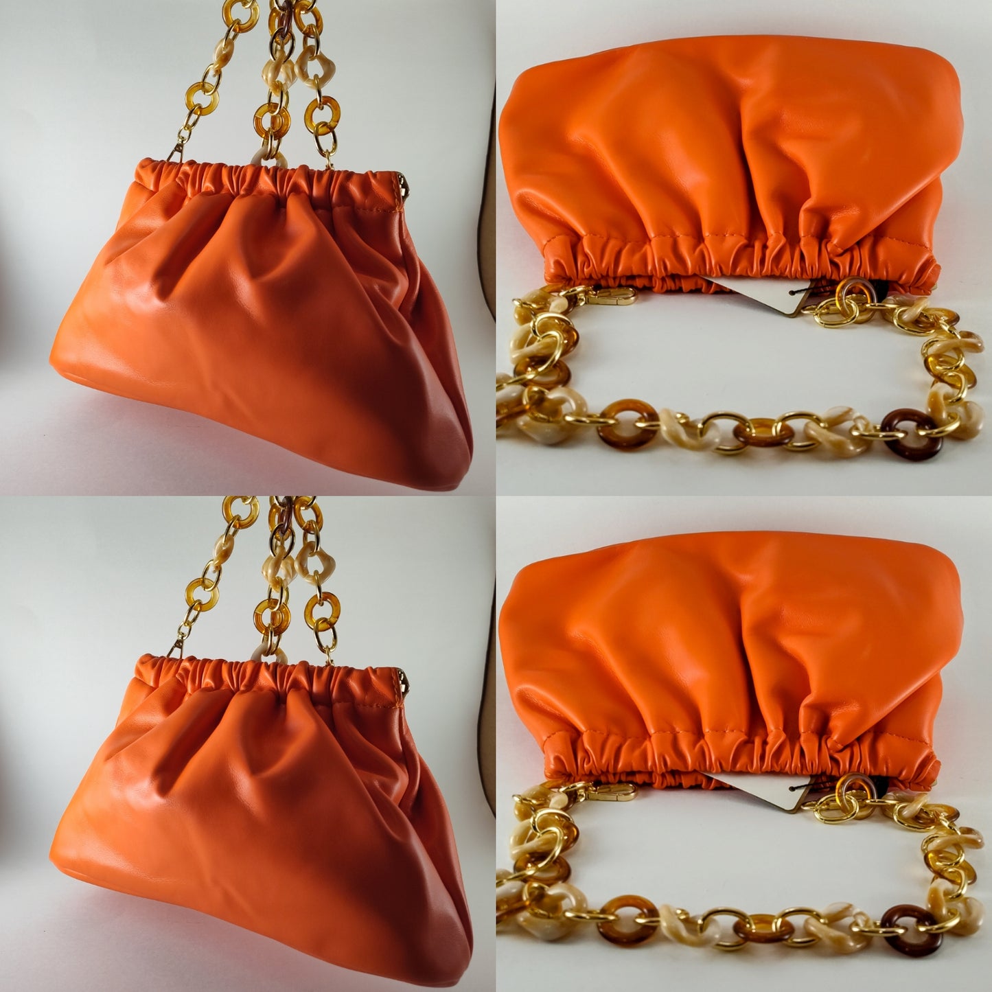 Burnt Sunset Faux Leather Chain Clutch – Bold & Radiant Elegance
