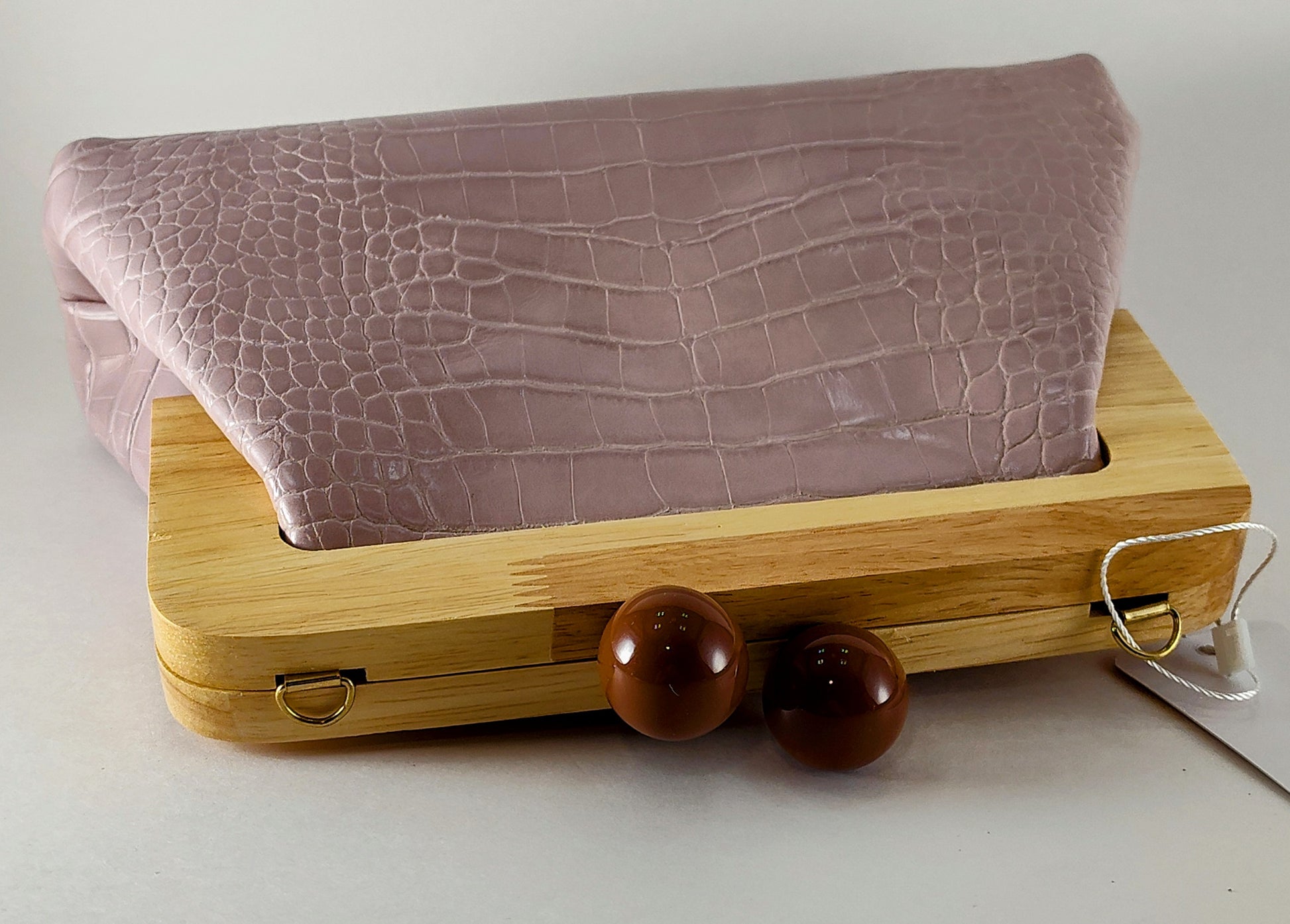 "Elegant Mauve Crocodile-Embossed Handbag with Chic Chain Strap" - Danisak