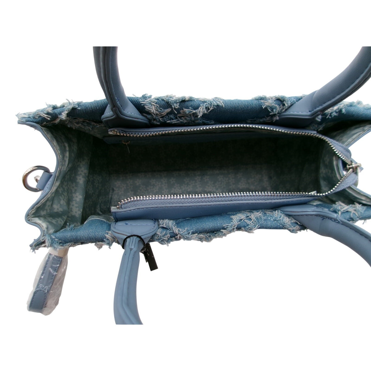 Izzy & Ali Nova Distressed Diamond Denim Satchel, Blue