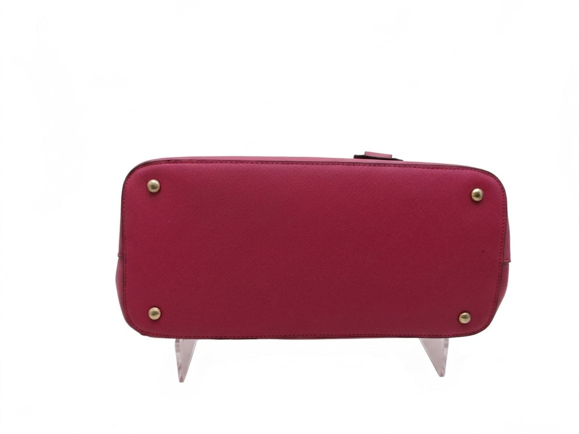 Fuchsia Structured Top Handle Satchel Bag with Wallet and Shoulder Strap
