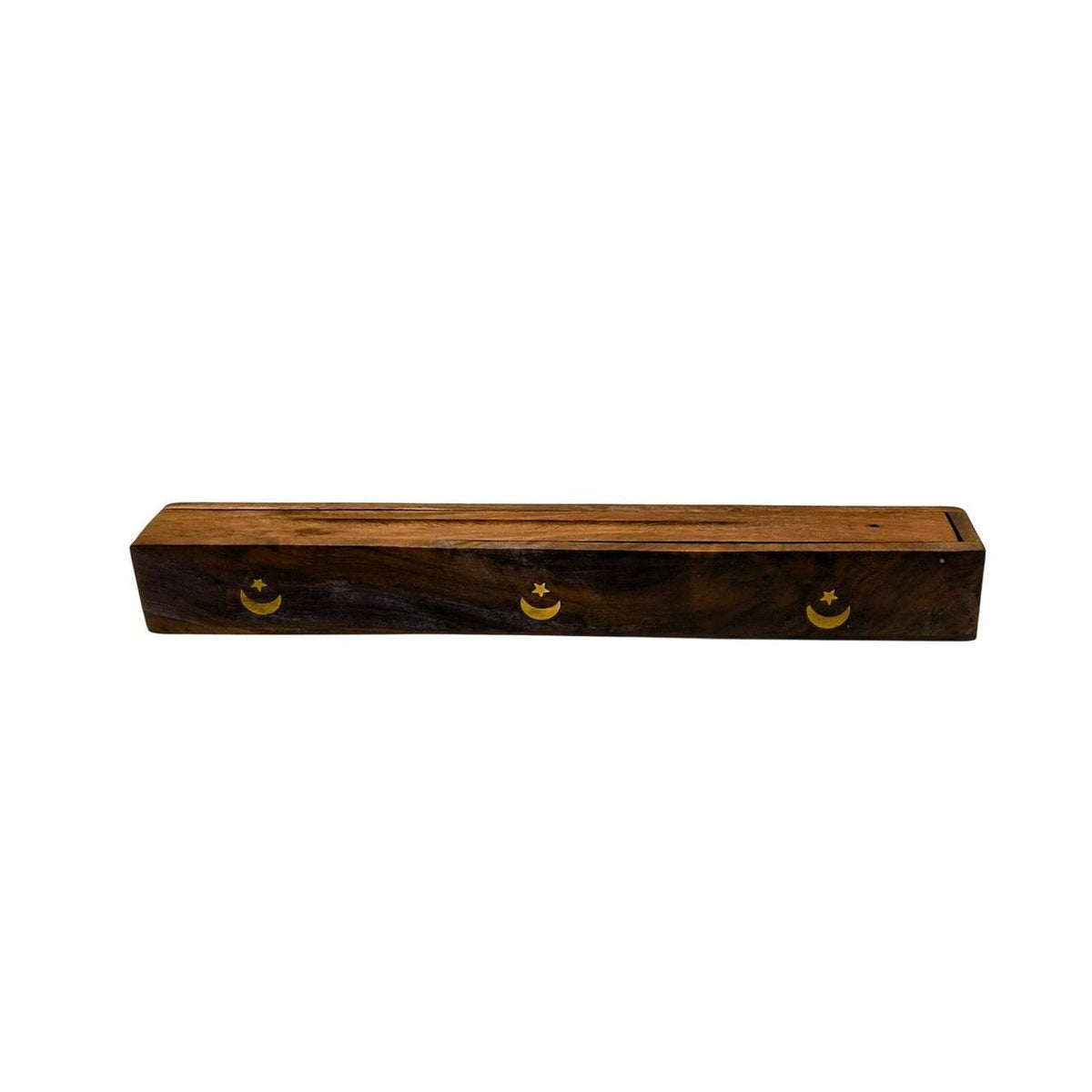 Wooden Incense Holder Box with Moon and Star Inlay - Danisak