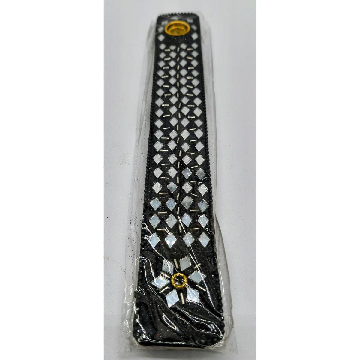Black Lacquer Incense Holder with Silver Rhinestone Accents - New with Tags, 11" - Danisak