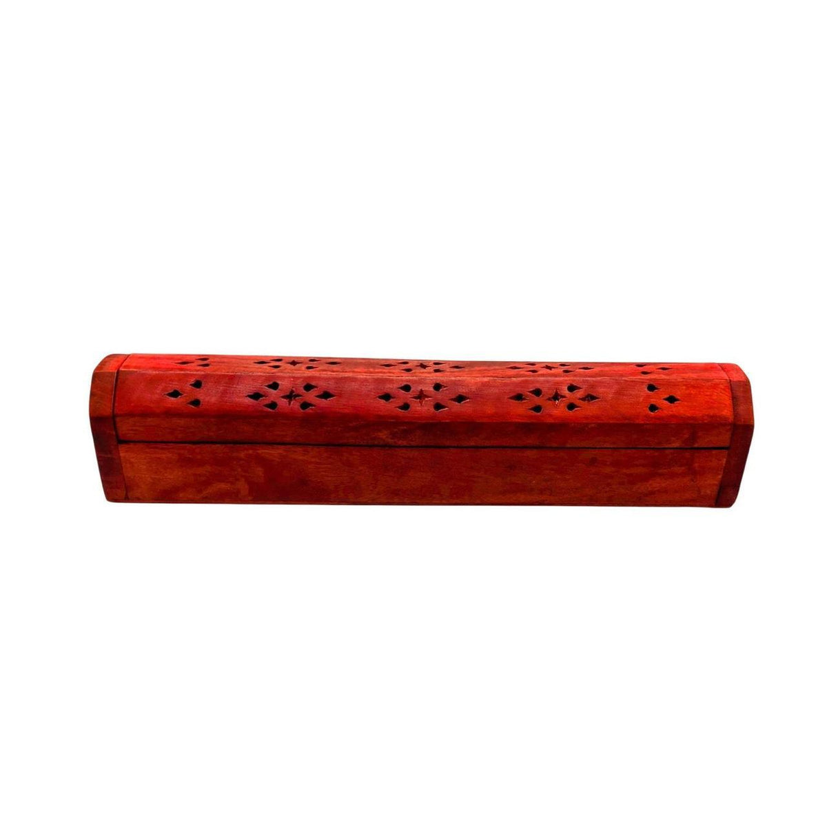 Hand-Carved Red Wood Incense Burner Box for Sticks and Cones - Elegant Bohemian - Danisak
