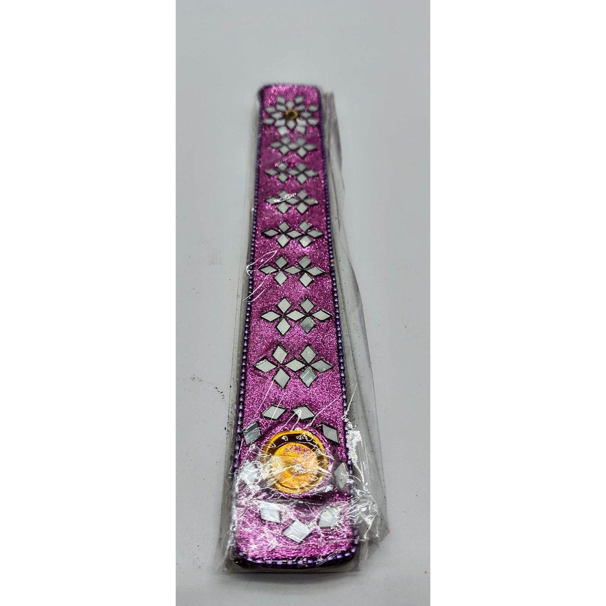 Purple Decorative Wooden Incense Burner Holder with Mirror Inlay - 11 Inches, Un - Danisak