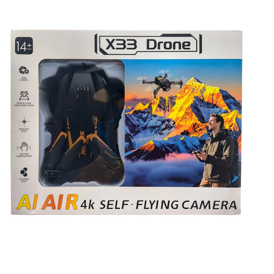 X33 Drone – Dual Camera, 4K AI Self‑Flying, Foldable Body, Optical Flow Hover