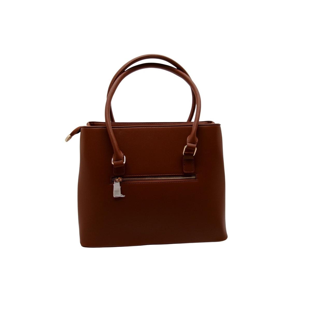 Rosani Brown Vegan Leather Satchel Handbag with Detachable Shoulder Strap