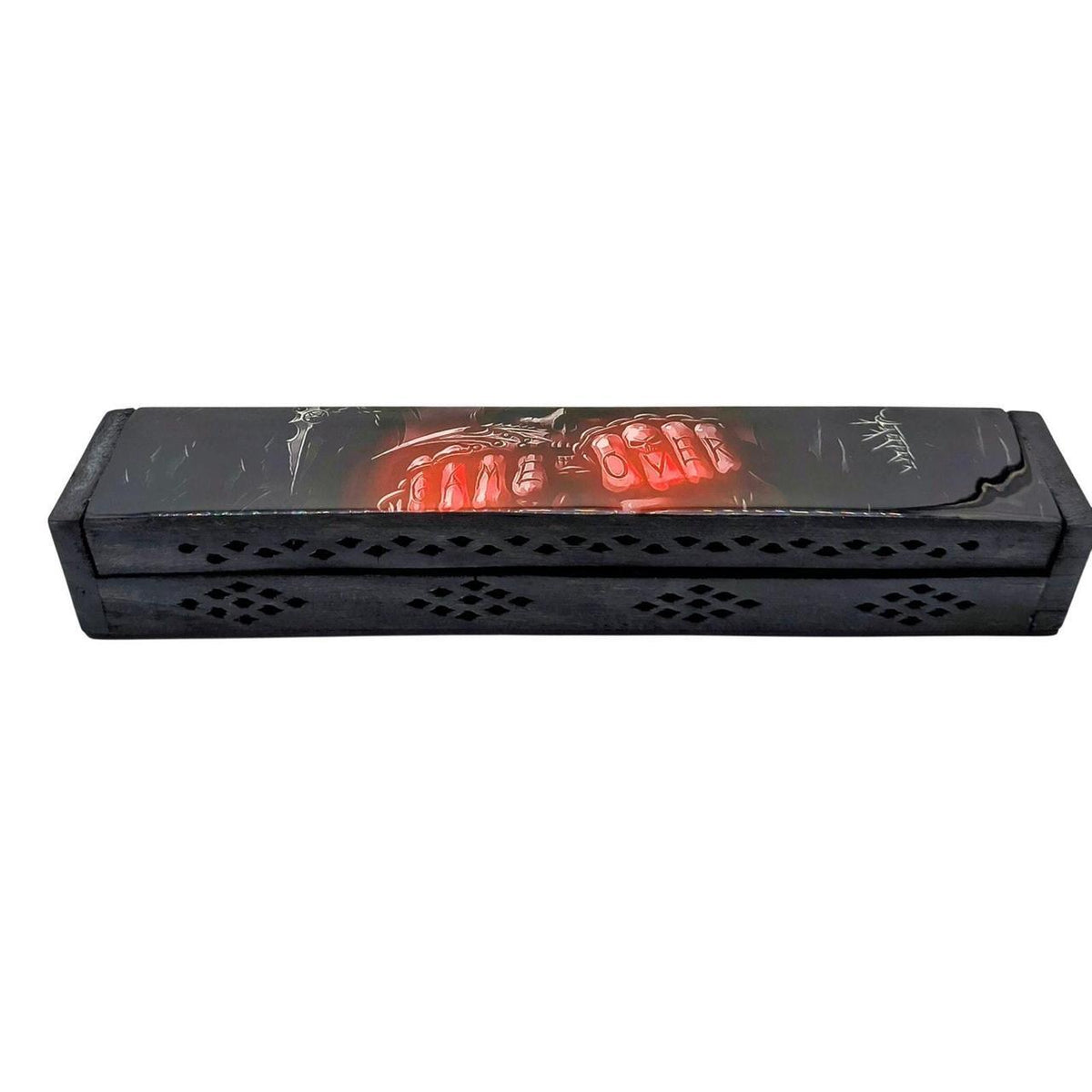 Handcrafted Black Mango Wood Coffin Box Incense Burner - 12 Inch - Danisak