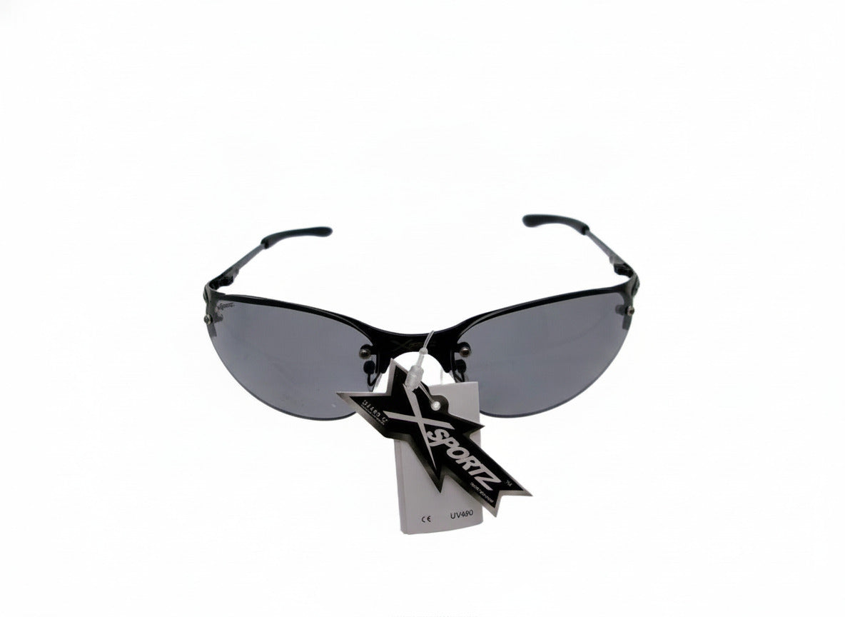 721  X Sportz Black Rimless Oval Sunglasses with Gray Lenses - Danisak
