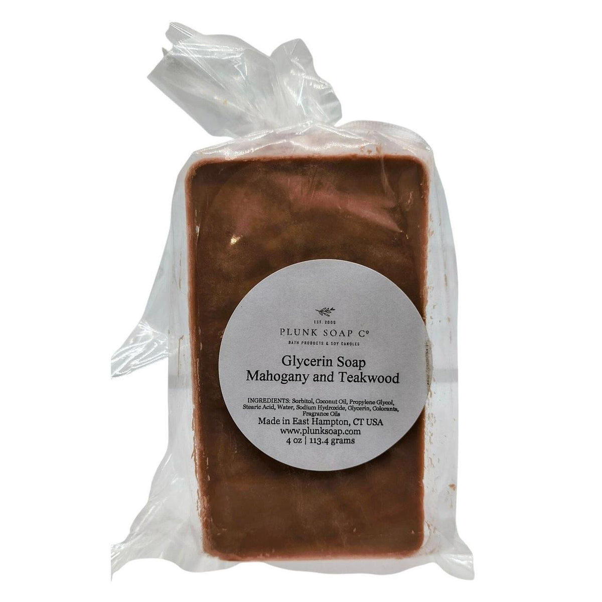 Plunk Soap Co. Mahogany and Teakwood Scented Pug Glycerin Soap Bar, 4 oz, Tan - Danisak