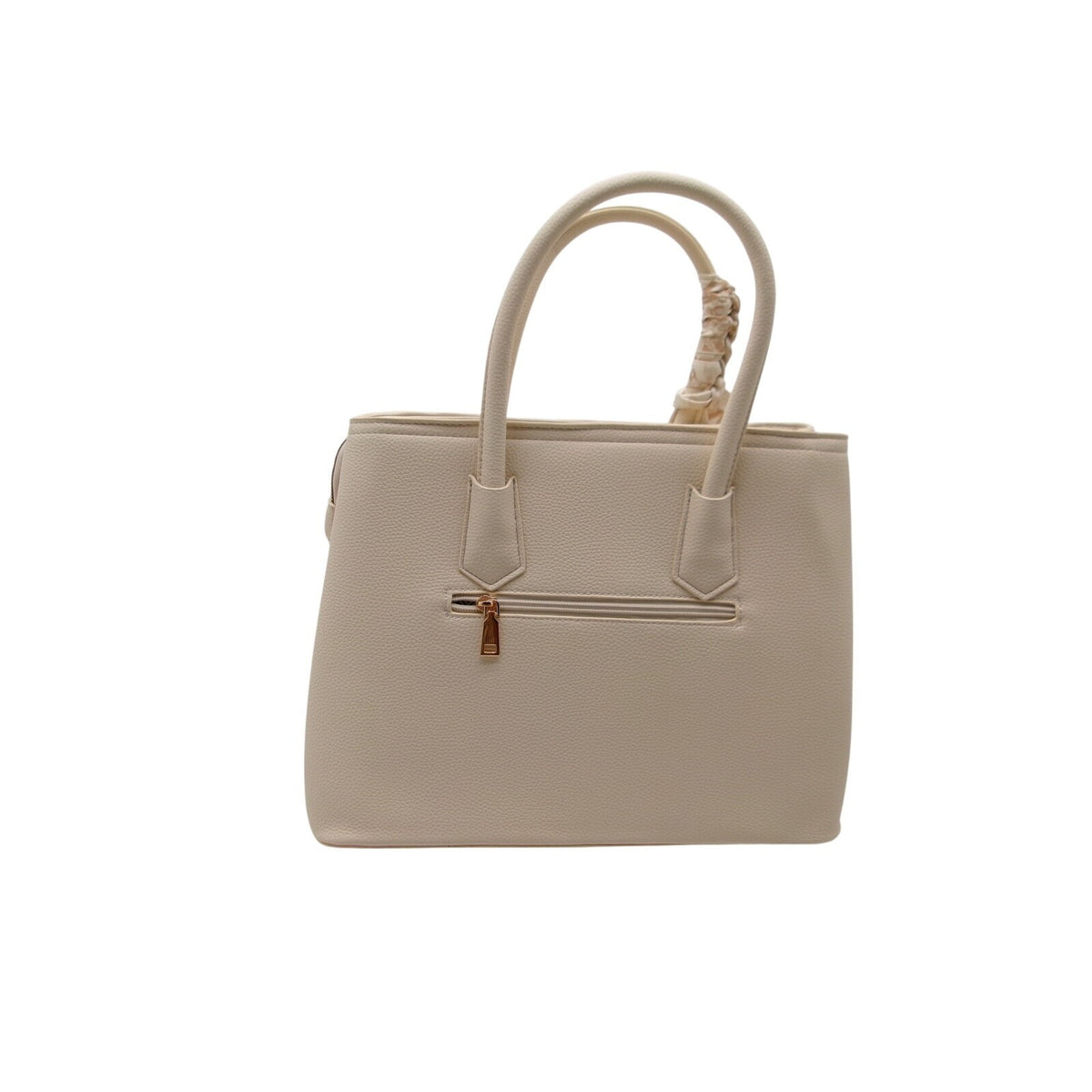 Beige Faux Leather 3-Piece Handbag Set with Shoulder Strap