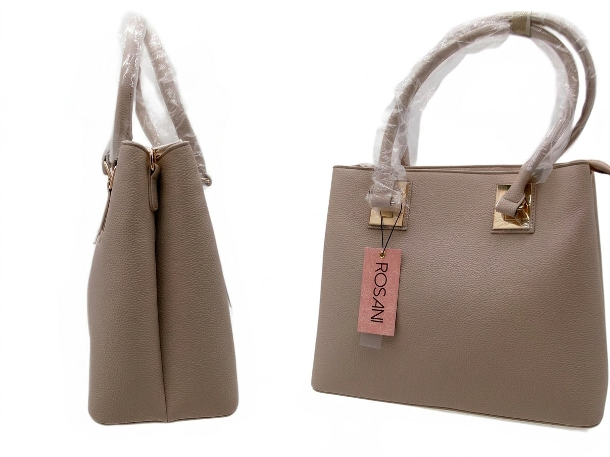 ROSANI Taupe Structured Top Handle Shoulder Bag
