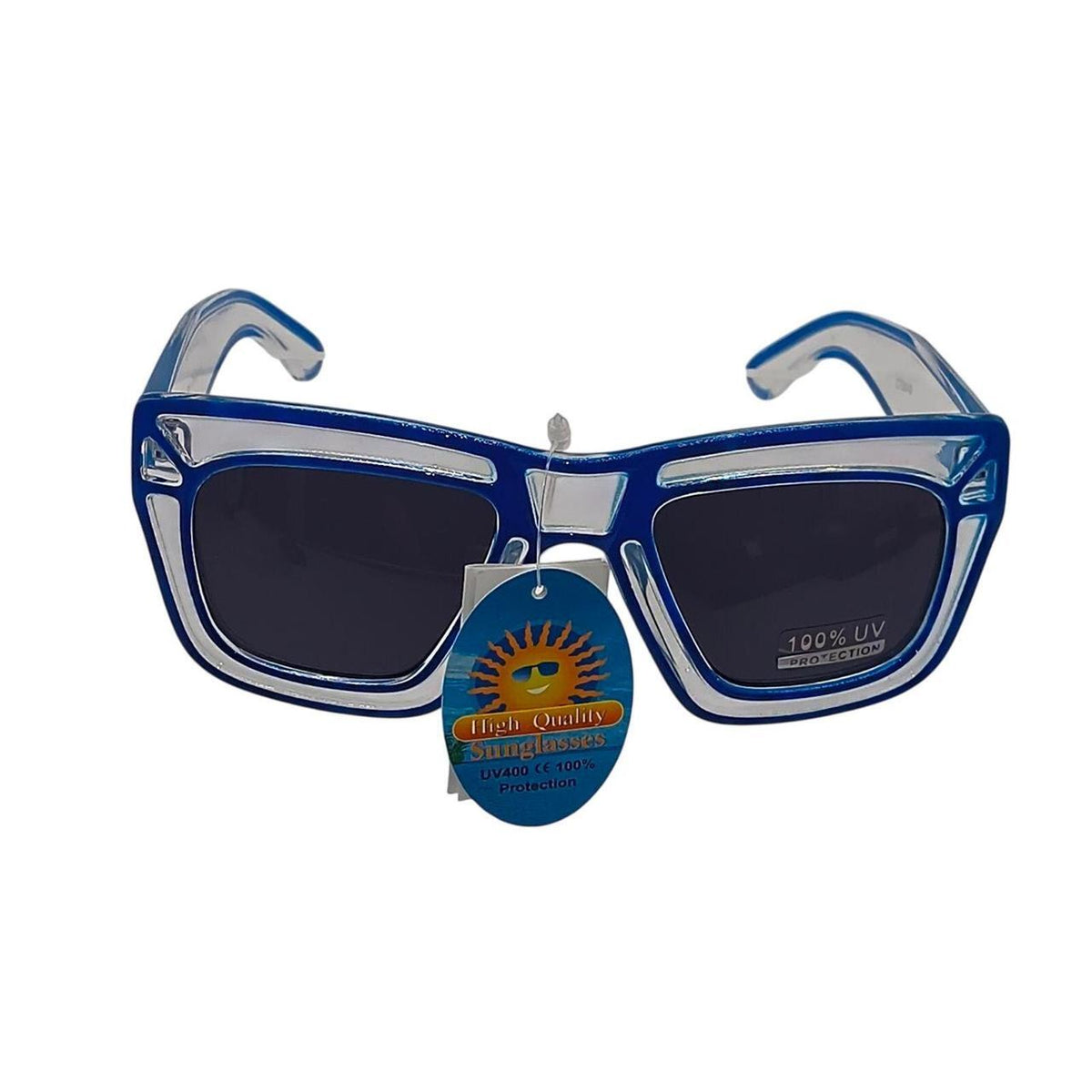 Blue and clear plastic sunglasses with blue accents - Danisak