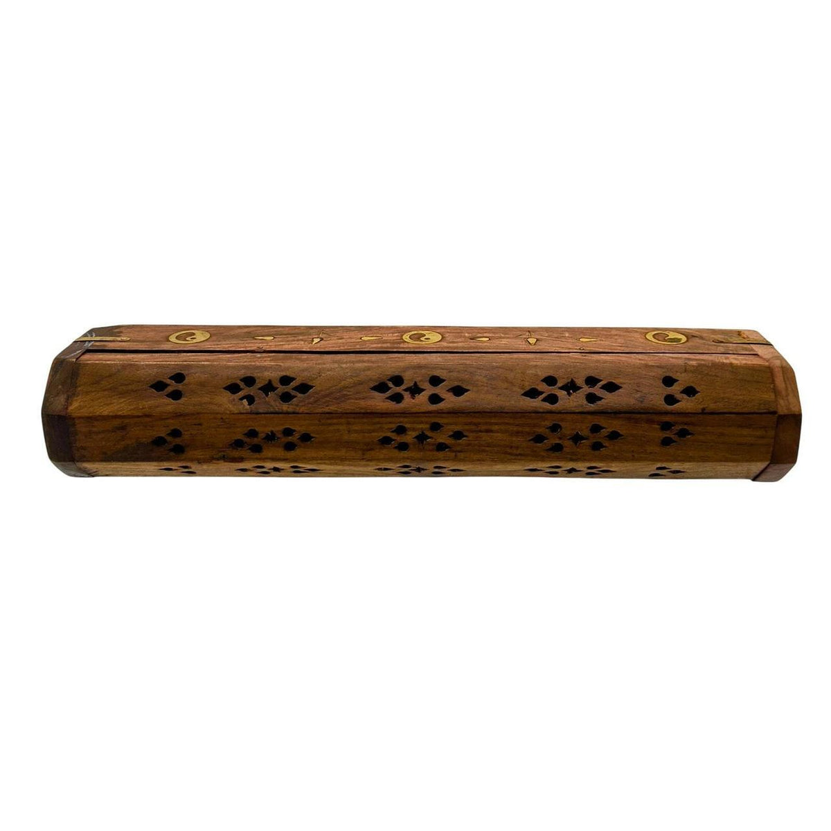 Hand-Carved Wooden Incense Burner Box with Yin Yang Design - Fits Sticks and Con - Danisak