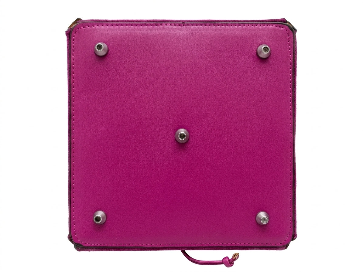 Fuchsia Studded Triangle Bucket Bag with Shoulder Strap