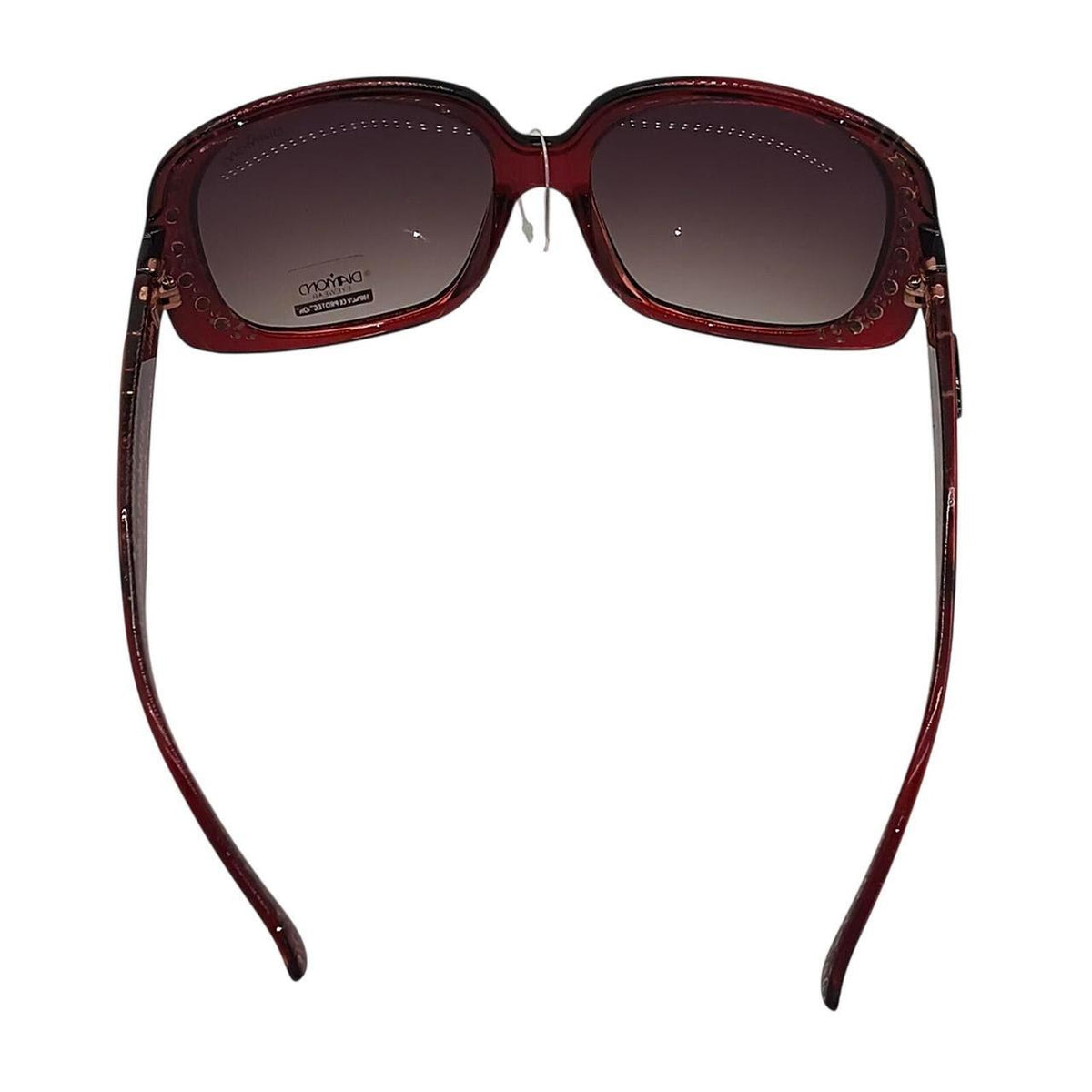 .  Diamond Eyewear. red sunglasses with repeating text pattern - Danisak