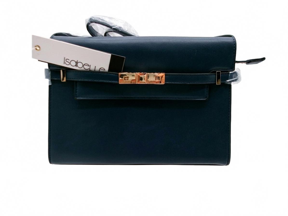Isabelle Navy Structured Top Handle Shoulder Bag
