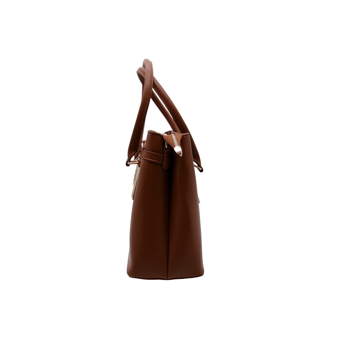 ROSAN Brown Structured Top Handle Satchel Bag