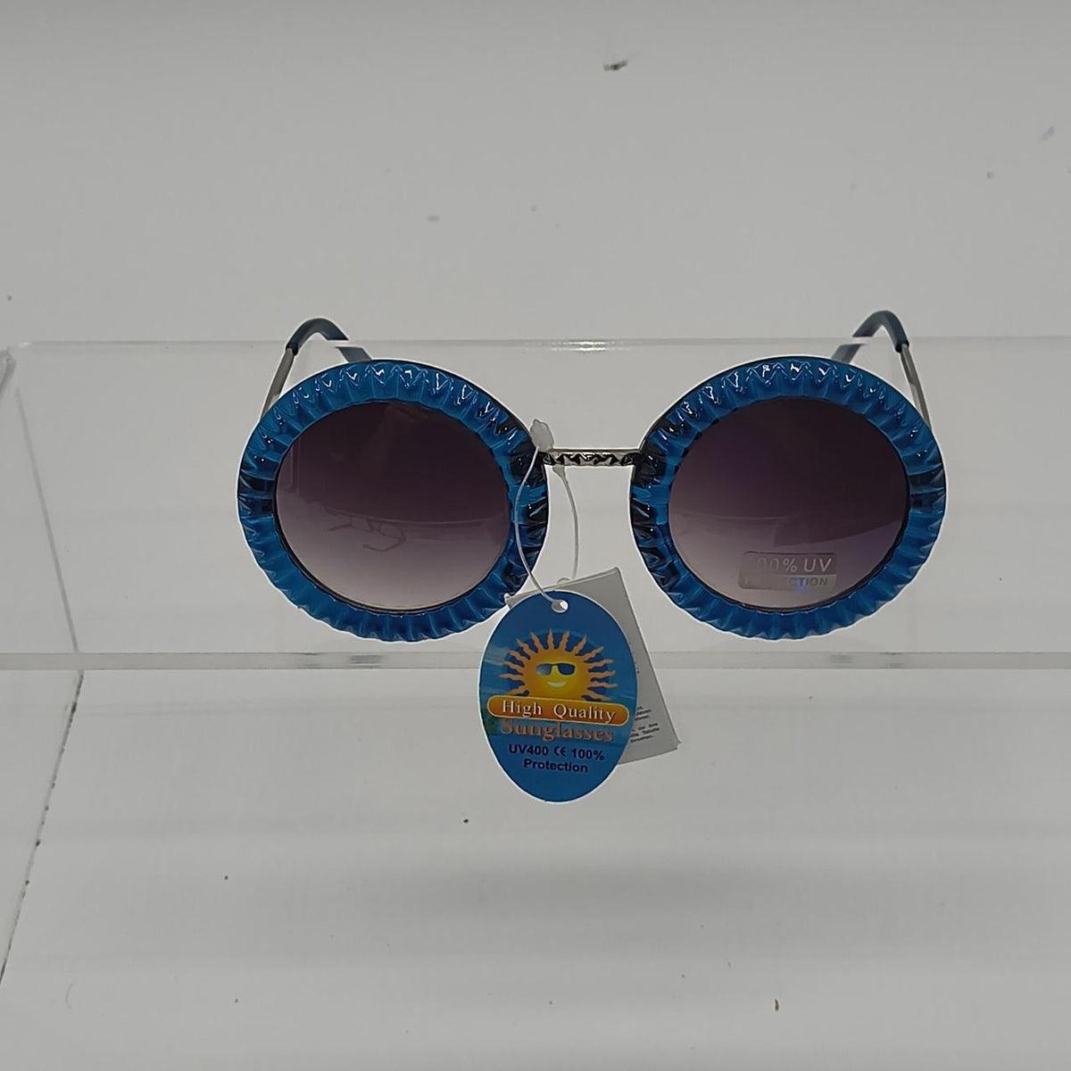 #151    Blue round sunglasses with silver accents #retro #summer - Danisak