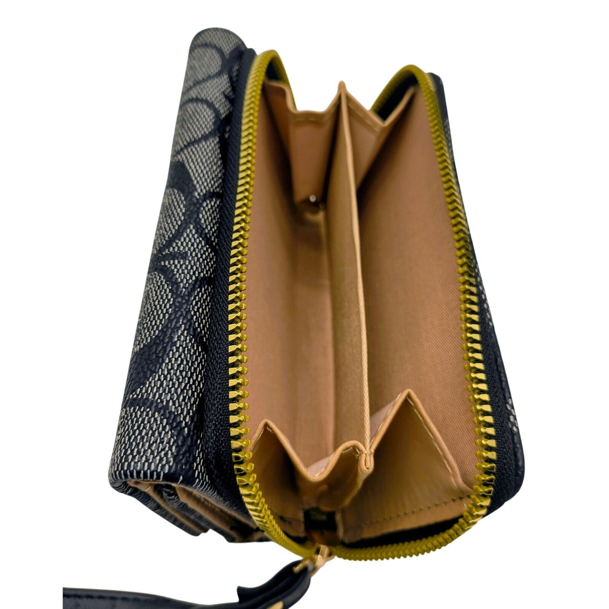 2-in-1 Black Monogram Satchel and Matching Wallet Set with Gold-Tone Push Lock
