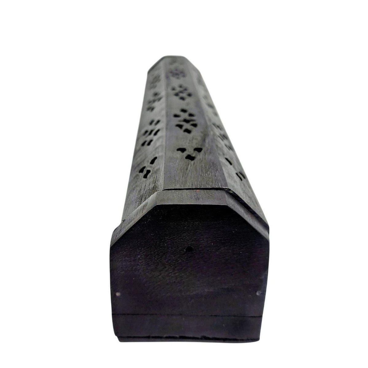 Hand-Carved Black Wood Incense Burner Box for 11-Inch Sticks and Cones - Danisak