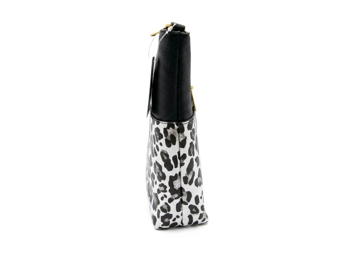 ALBA  Black and Leopard Print Crossbody Bag
