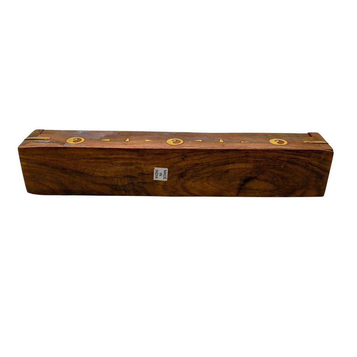 Hand-Carved Wooden Incense Burner Box with Yin Yang Design - Fits Sticks and Con - Danisak
