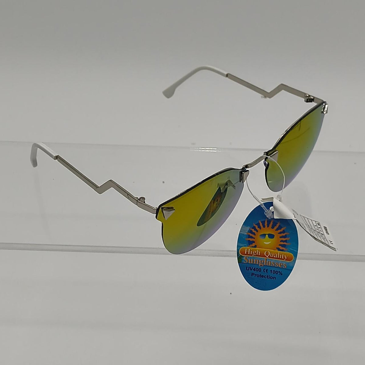 #133   Yellow mirrored sunglasses with silver frame #summer #retr - Danisak