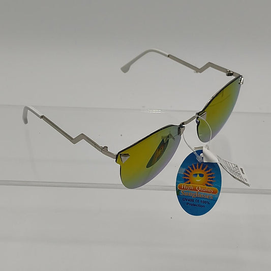 #133   Yellow mirrored sunglasses with silver frame #summer #retr - Danisak