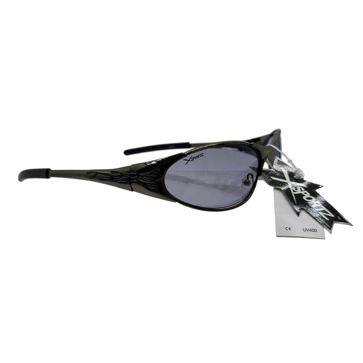 432 Black Xsport sunglasses with flame design on the arms - Danisak