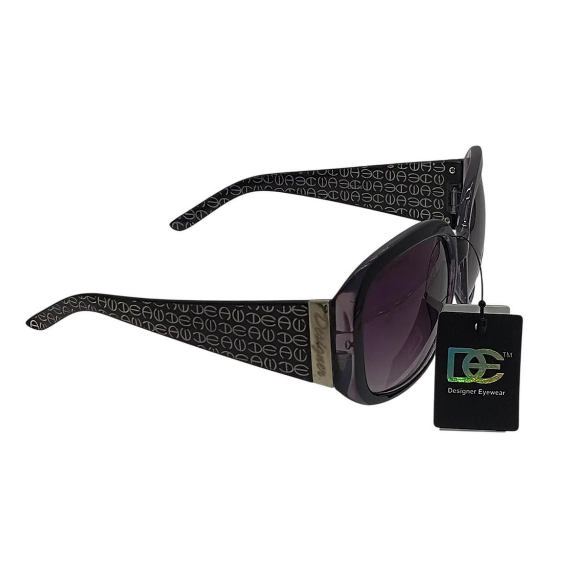 .  Black & gray sunglasses with repeating geometric pattern on the arms - Danisak
