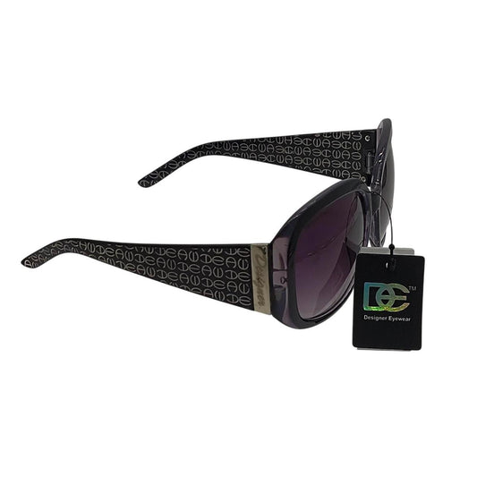 .  Black & gray sunglasses with repeating geometric pattern on the arms - Danisak