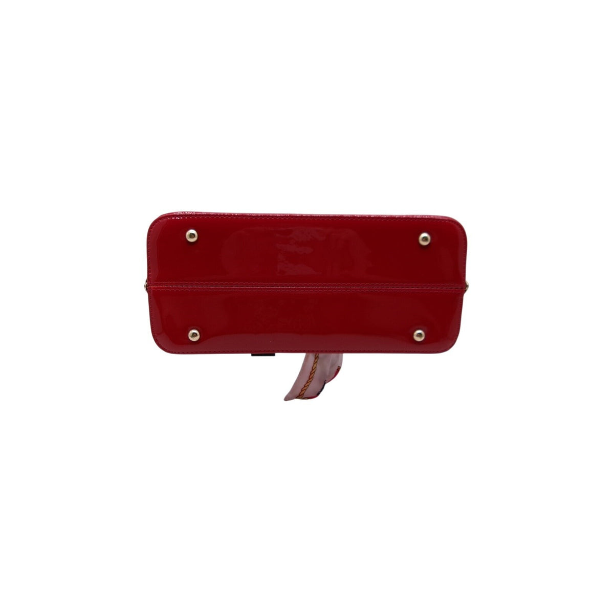 La Terrie Red Top Handle Satchel Bag with Scarf and Shoulder Strap