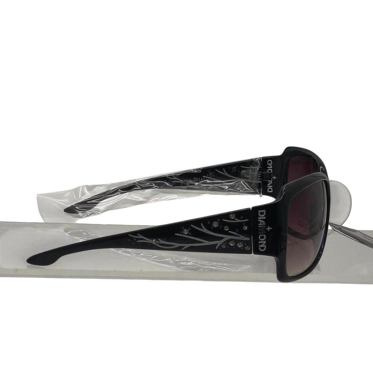 631 Diamond Eyewear black sunglasses with rhinestones and gray gradient lenses - Danisak