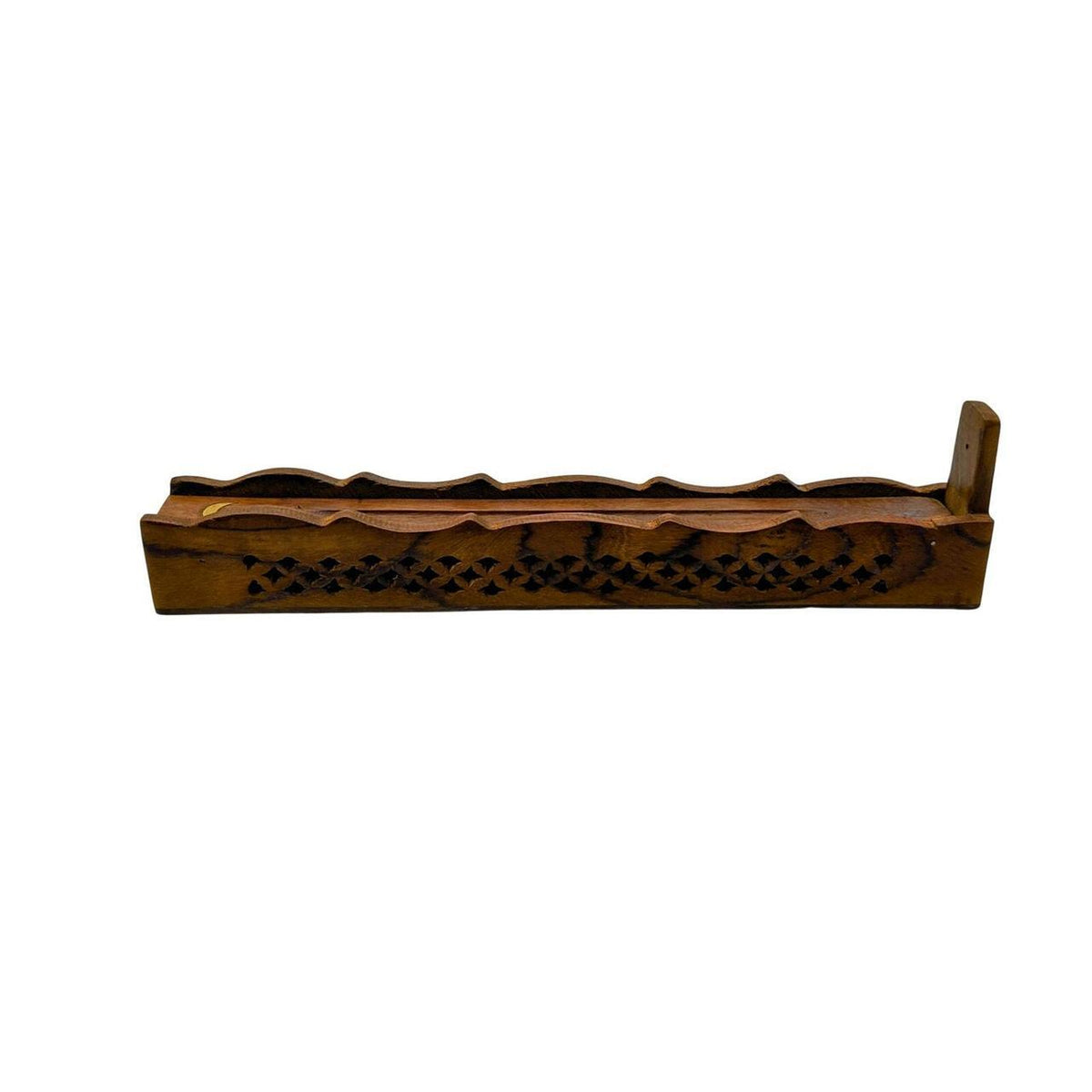 Hand-Carved Wooden Incense Box with Moon and Star Design - Flip-Top Holder for - Danisak