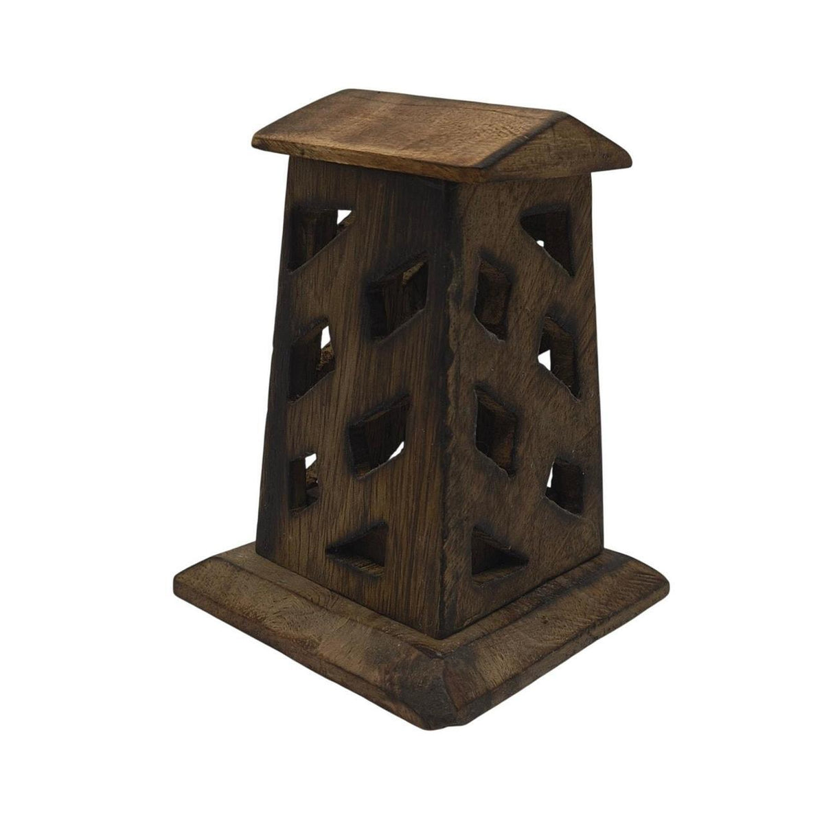 Hand-Carved Wooden Incense Cone Tower with Assorted Designs – 4 Inch, New with T - Danisak