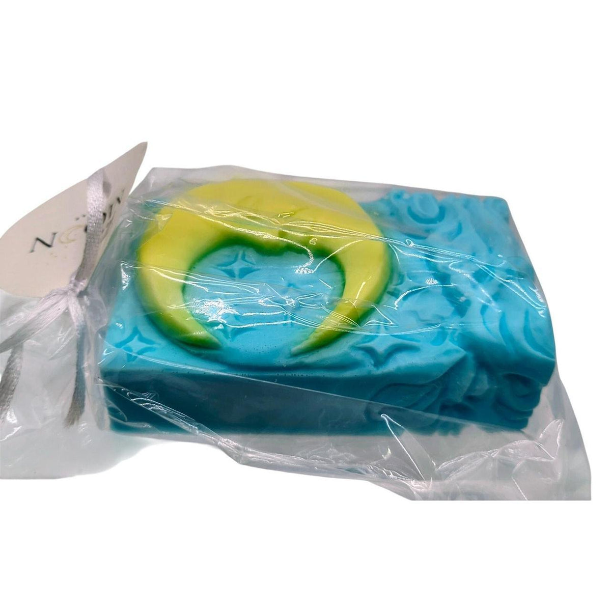 3D Celestial Moon Bar Soap with Cactus Blossom Scent - Blue and Yellow, Handmade - Danisak