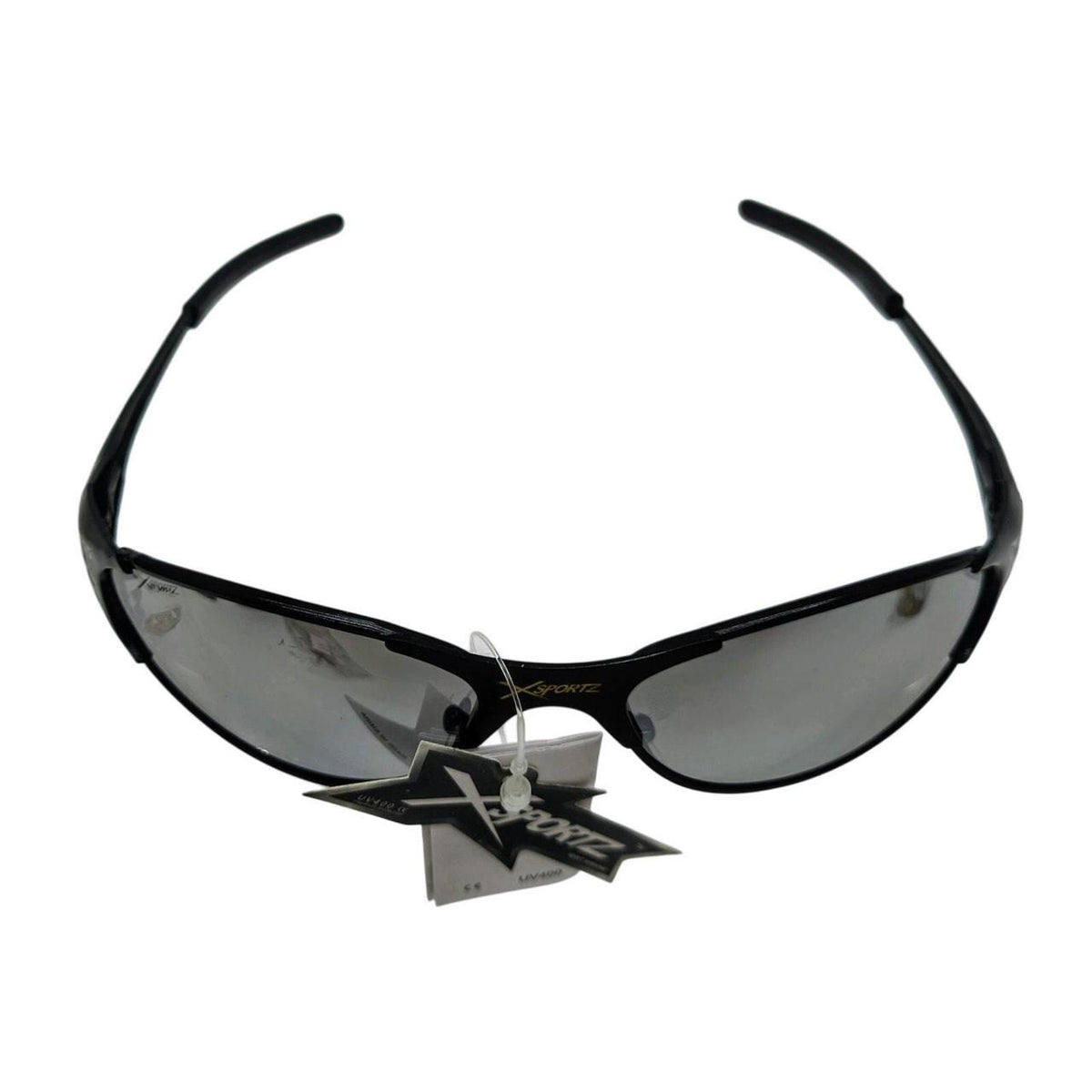 433 black sunglasses with mirrored lenses, silver flame design - Danisak