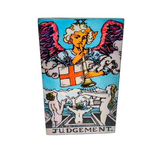 Wooden Tarot Card Box with Judgement Card Design – Compact Stash Box for Trinket - Danisak