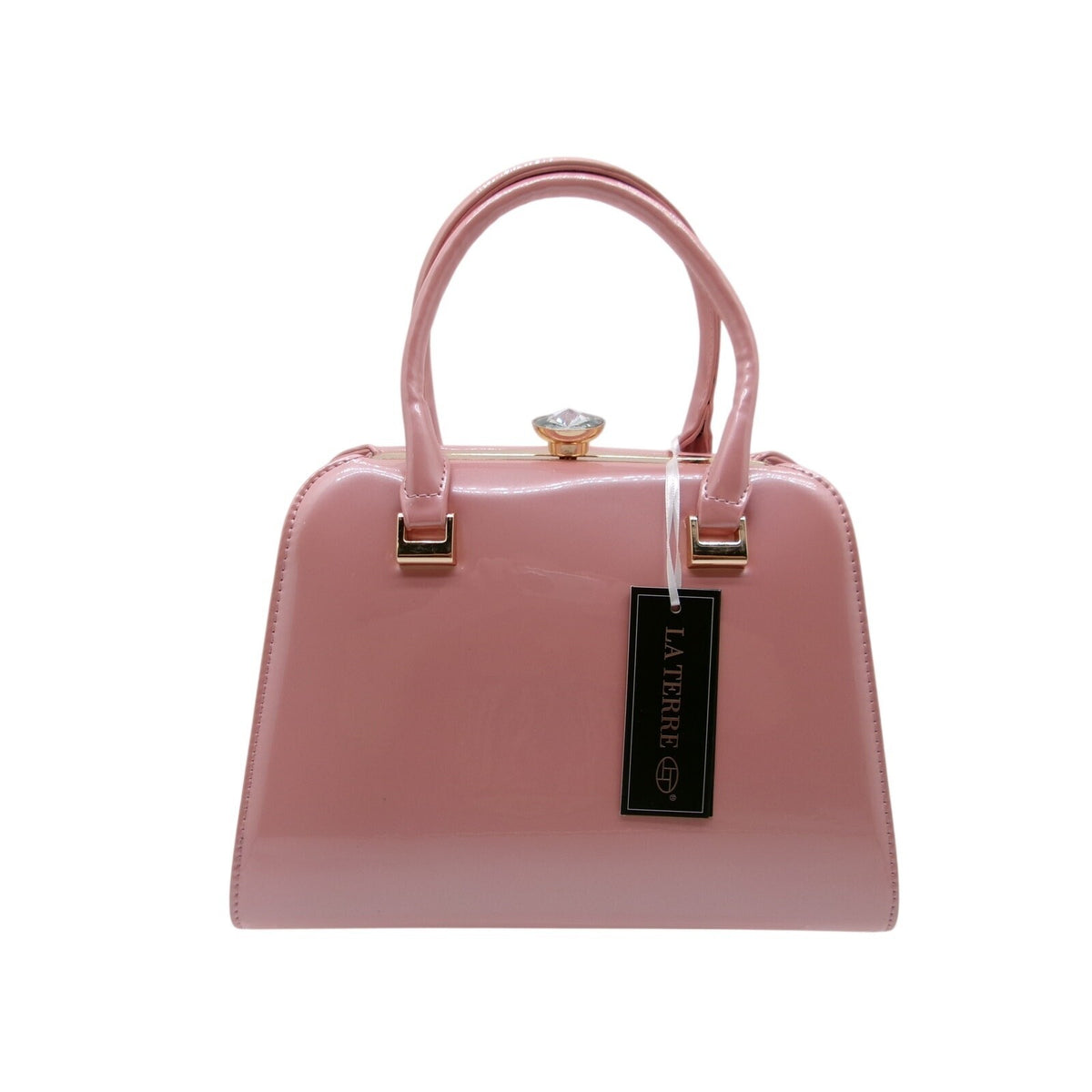 La Terre Mauve Pink Patent Leather Top Handle Bag