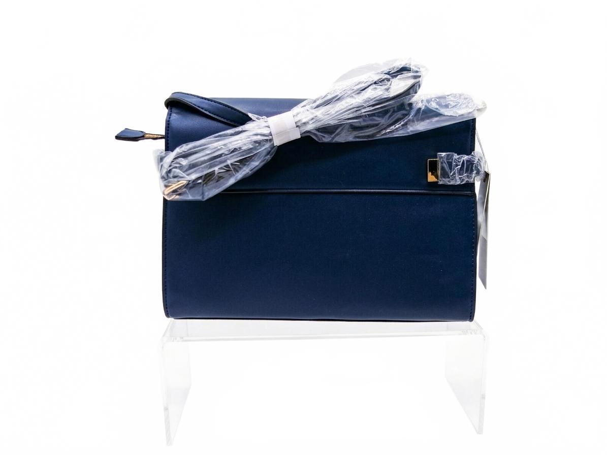 Isabelle Navy Structured Top Handle Shoulder Bag