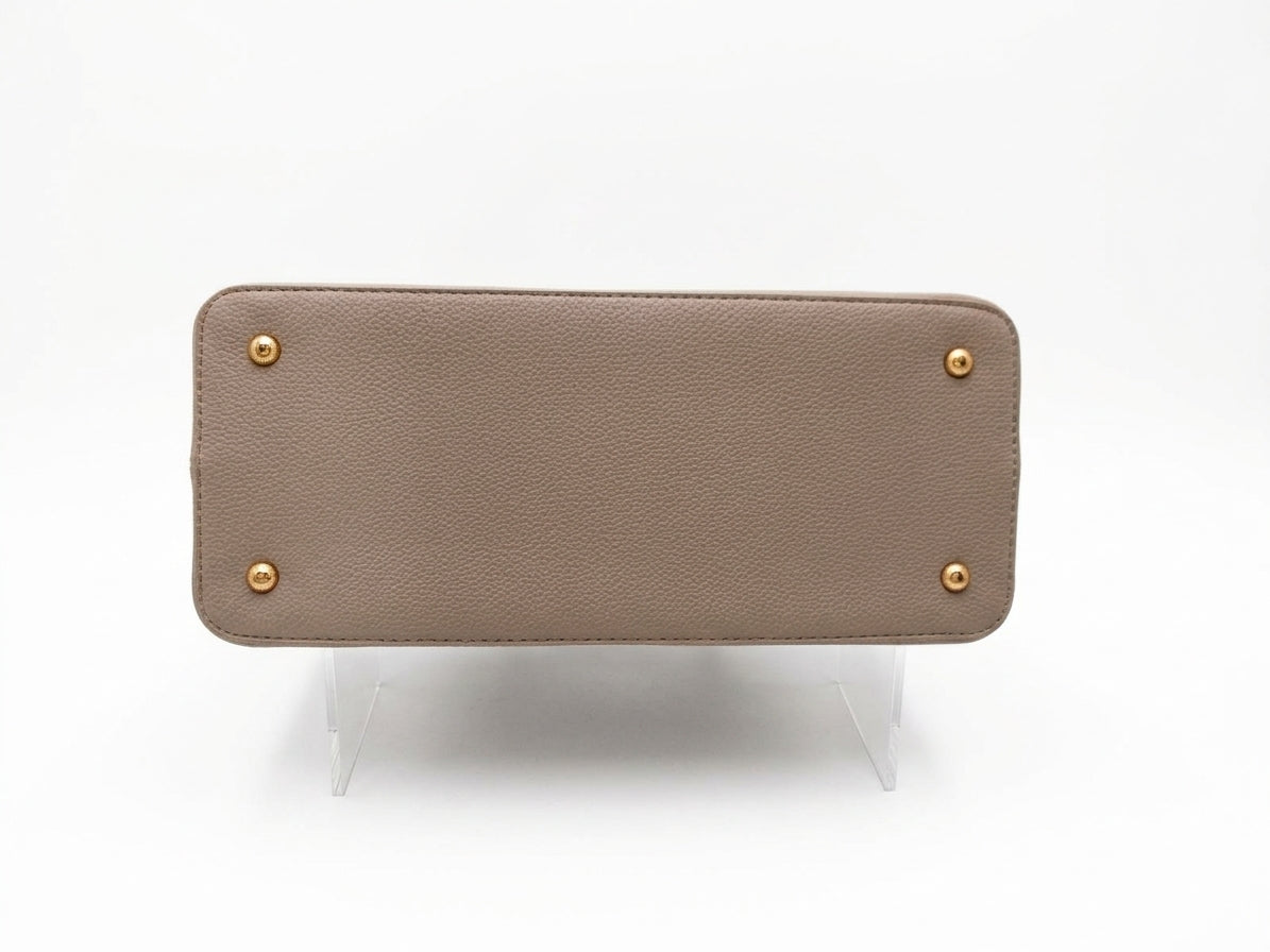 ROSANI Taupe Structured Top Handle Shoulder Bag