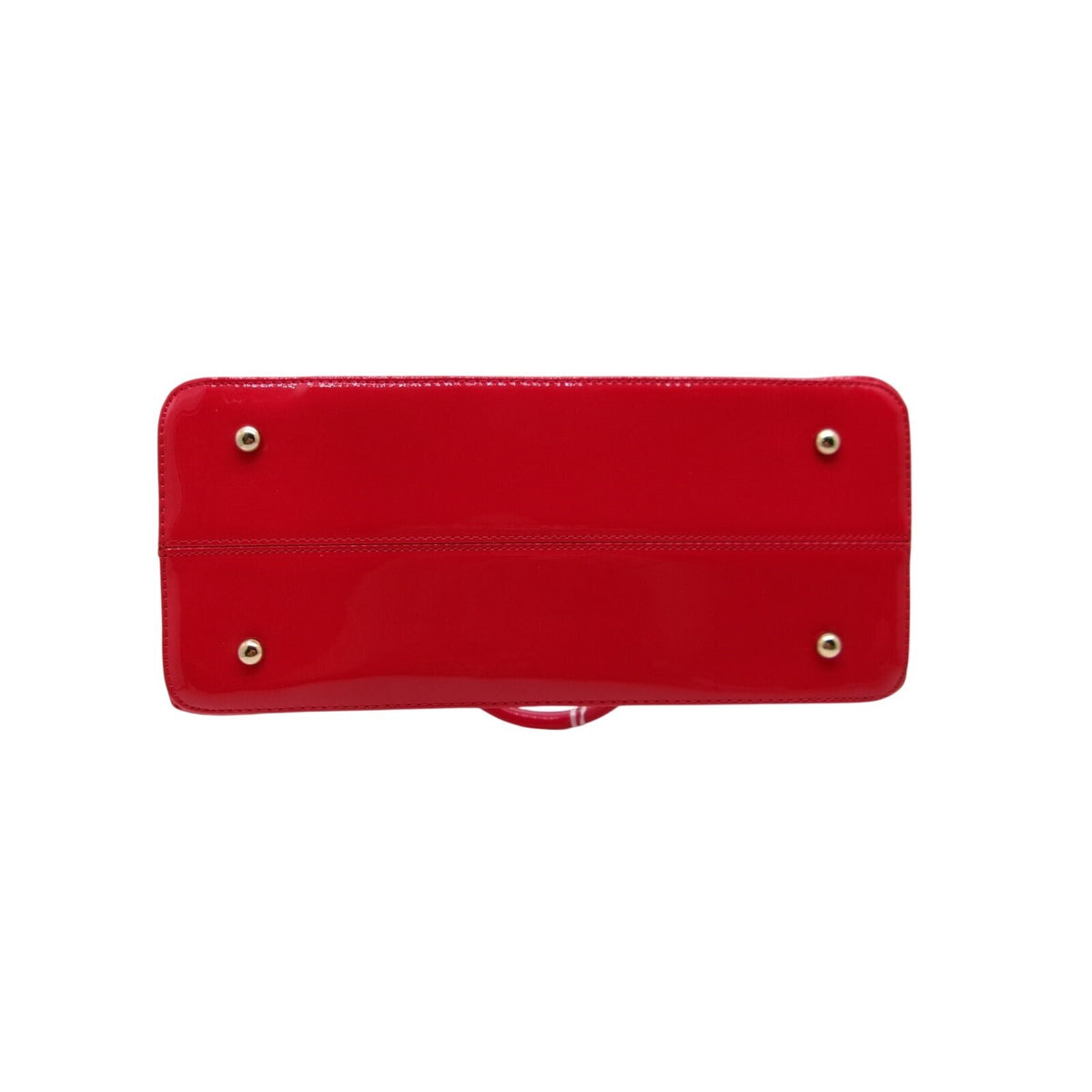 La Terre Red Patent-Style Top Handle Satchel Bag with Studded Detail
