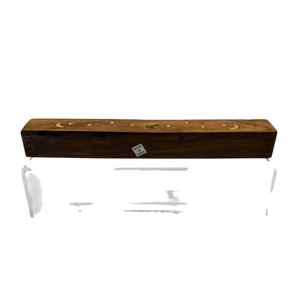 Hand-Carved Wooden Incense Box with Moon and Stars Design - Flip Top Holder for - Danisak