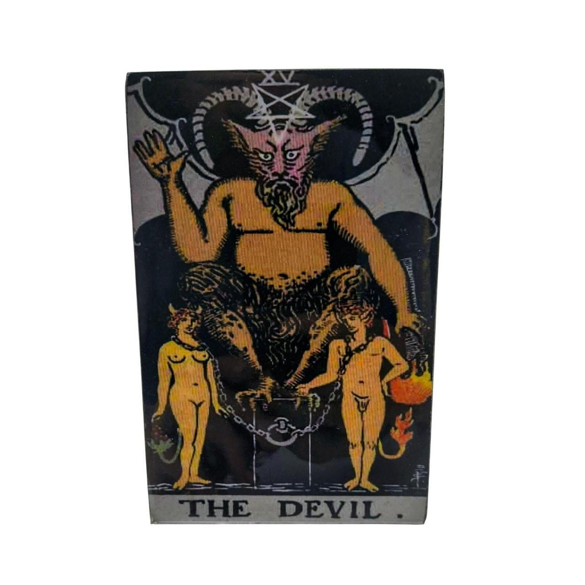 Handmade Wooden Tarot Card Box with The Devil Design - 6x4 Inch Stash Box for St - Danisak