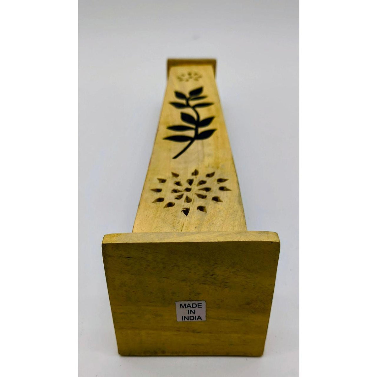 Hand-Carved Wooden Incense Tower with Leaf and Lattice Design for Incense Sticks - Danisak