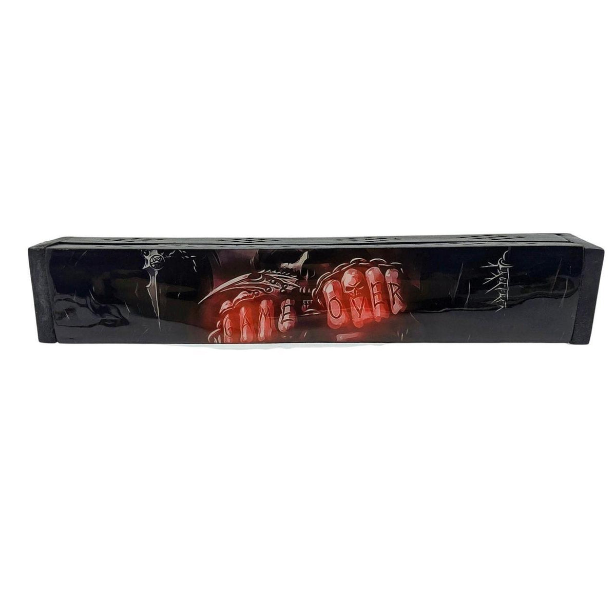 Handcrafted Black Mango Wood Coffin Box Incense Burner - 12 Inch - Danisak